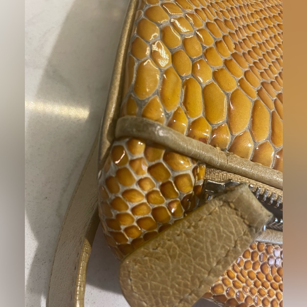 Brighton Sprite Marigold Crossbody in Patent Leather Yellow/Gold Snakeskin EUC - Picture 13 of 16